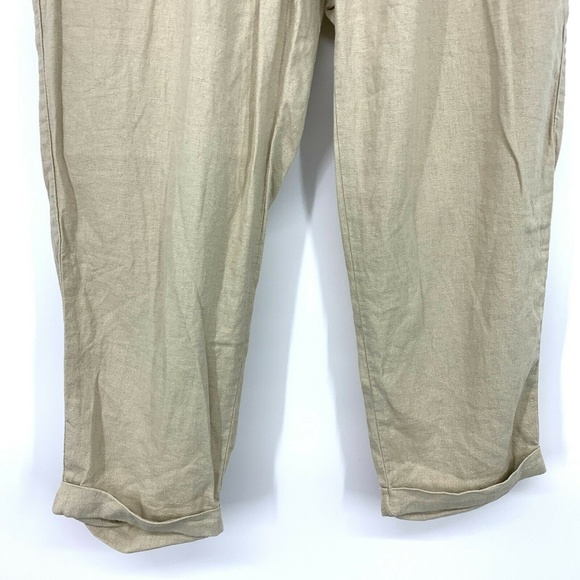 Old Navy Beige Solid Linen Mid Rise Crop Pants - Picture 4 of 8